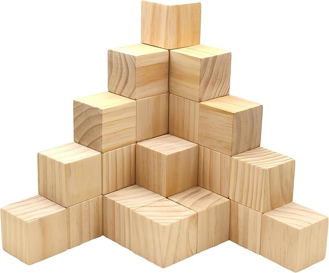 30 PCS 2 Inch Smoothed Wooden Cubes,Unfinished Wood Blocks for Crafts,Wood Square Blocks for Crafts,Shower Blocks to Decorate.
