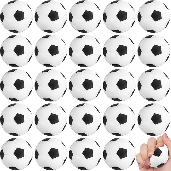 32 Pcs Mini Soccer Stress Balls, Foam Squeeze Balls for Stress & Anxiety Relief, Small Soccer-Themed Fidget Toys for Adults Office, Events, Team Building & Party Favors