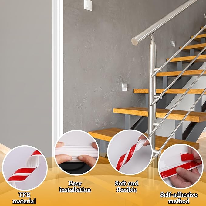 Wall Corner Protector Self-Adhesive Flexible – Durable Rubber, Furniture Edge Guard, Easy to Install, White, Prevents Wall Damage, Ideal for Home or Office Use