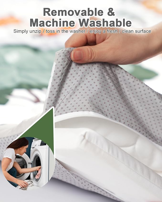 Premium Foam Baby Play Mat 50x50 – Removable & Machine Washable Cover, Extra Thick Padding Playpen Mat, Non-Slip Crawling Mat, Easy to Clean for Infants, Toddlers & Babies