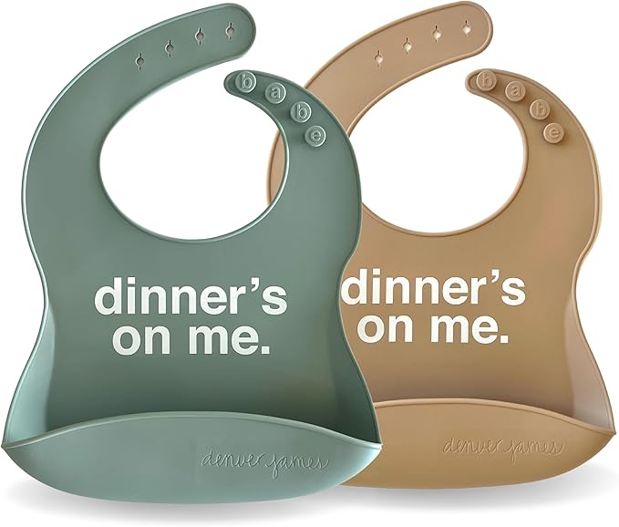 Denver James Silicone Feeding Bibs | Dishwasher Safe. Waterproof. Adjustable.