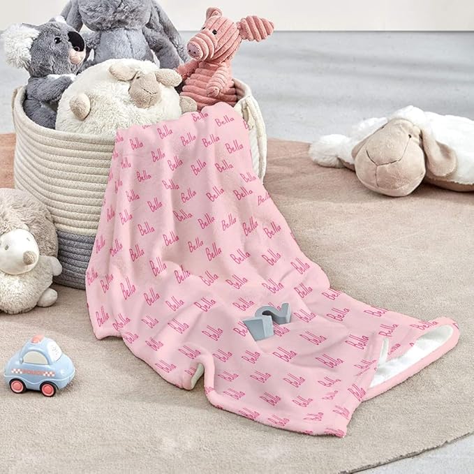 Ship Next Day, Personalized Baby Blanket for Boys Girls - Printed in USA, Custom Name Blanket Super Soft Plush Flannel Baby Shower Christmas Easter Birthday Gift for Newborn Toddler Kids