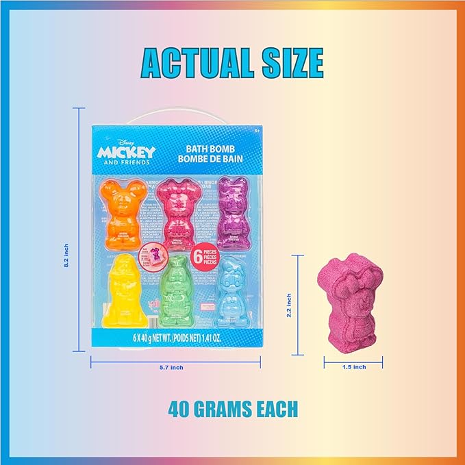 Mickey Minnie and Friends Bubblegum Scented Bath Bombs - Ages 3+ Character Molded Bath Bombs – Fun & Bright Colors by Townley Girl