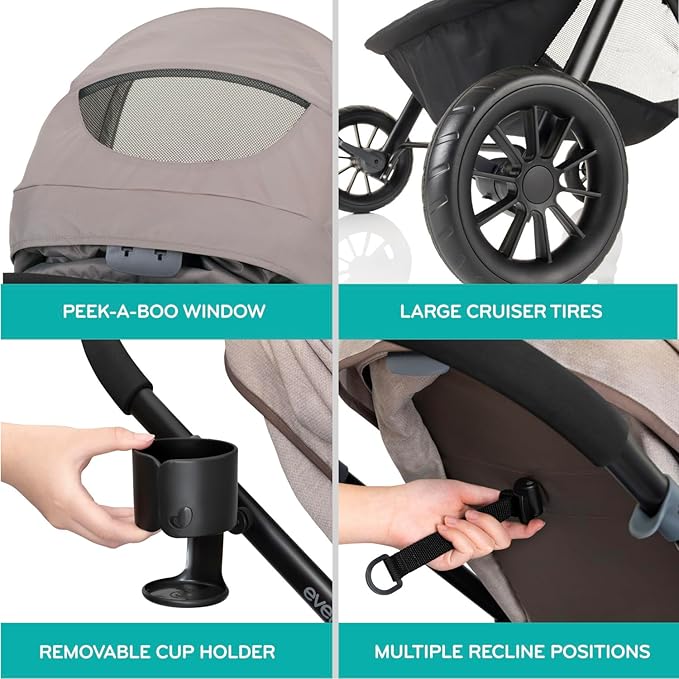 Evenflo Pivot Modular Travel System with LiteMax Infant Car Seat (Casual Gray)