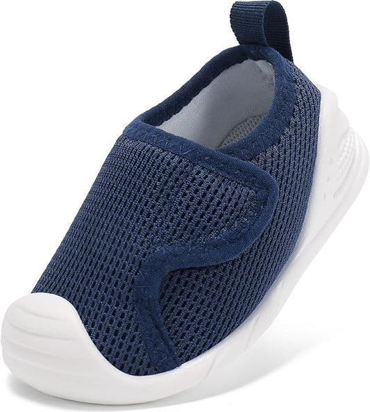 Baby Boys Girls First Walking Shoes Wide Toe Box Infant Sneakers Lightweight Breathable Slip On Barefoot Shoes