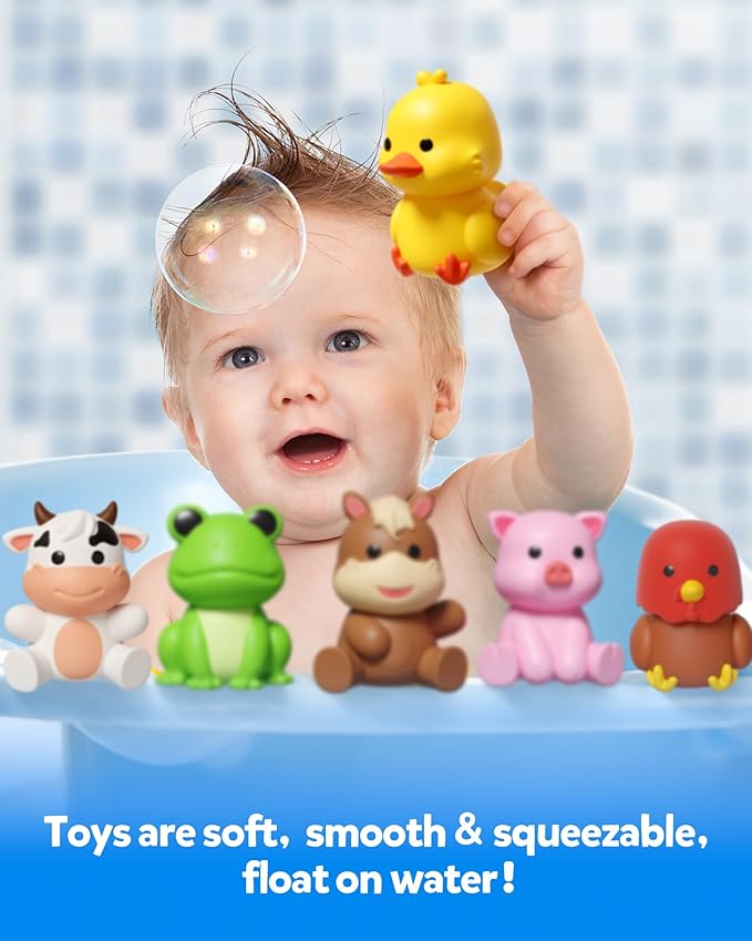 Coogam 10Pcs Farm Animal Matching Toys, Fine Motor Sorting Games for Kids Age 1-3, Montessori Learning Sensory Fidget Toy Gift for Baby Shower Bath Birthday