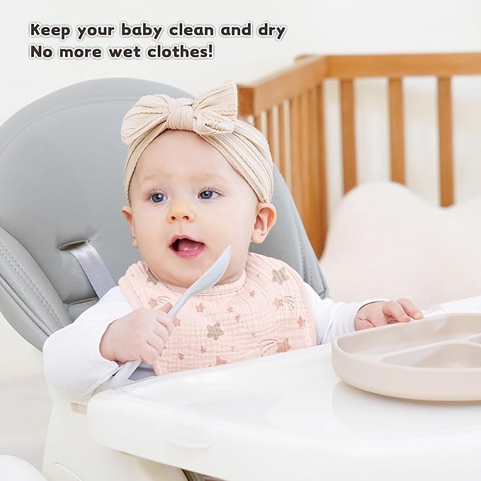 Susurration Muslin Baby Drool Bibs 6Pack Soft Square Adjustable Baby Bandana Bibs for Unisex Girls & Boys