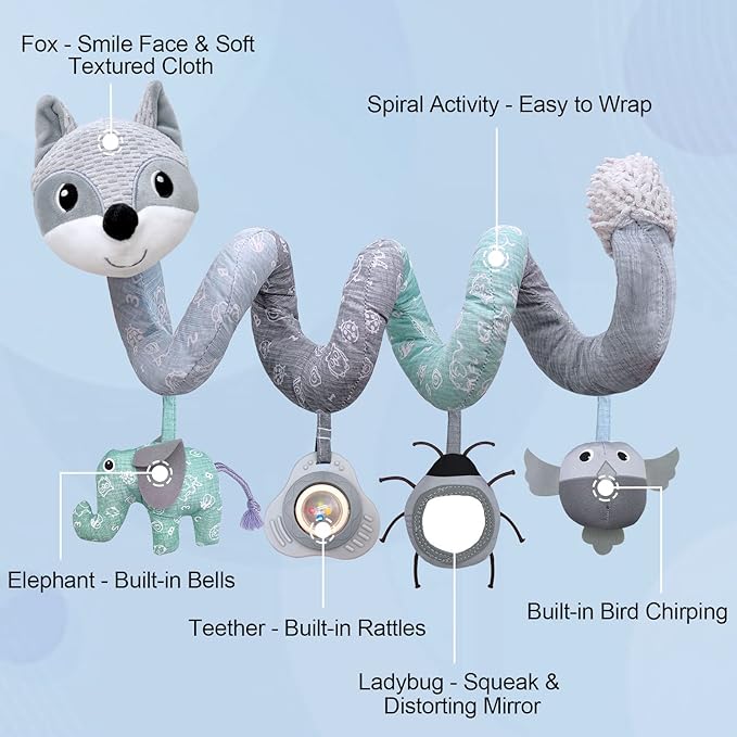 Car Seat Toys for Babies 0-6 Months Boys Girls Newborn Toys Stroller Toy, Carseat Toys Hanging Baby Infant Toy 0-3 Months for Carseat Stroller Crib with Music Rattle, Baby Gift for 0 3 6 9 12 Months