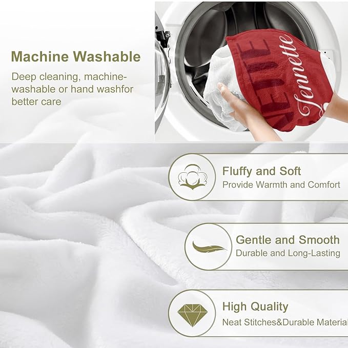 Personalized Custom Baby Blanket with Name for Girls Boys Kids Customized Flannel Blanket for Bed Nursery Room Baby Stroller