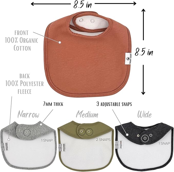 DiaperSquad's Baby Bibs for Drooling and Teething, Bibs for Boys, Baby Girl - Solid Cotton Baby Drool Bibs