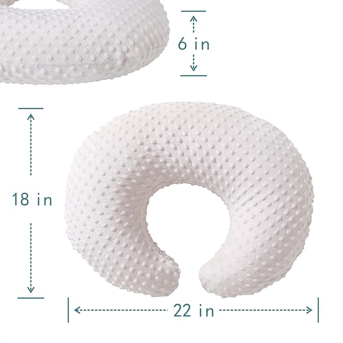 Nursing Pillow and Positioner, Breastfeeding, Bottle Feeding, Baby Sitting Support with Removable Ultra Soft Cover, Tummy Time Support for Baby Boys and Girls (Beige)