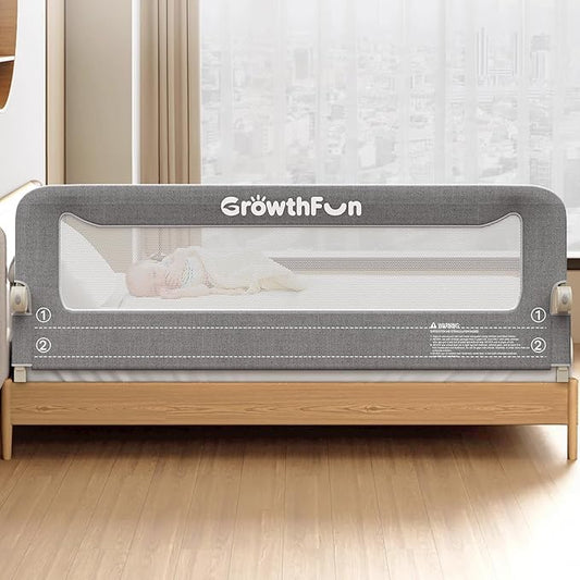 Foldable Bed Rail for Toddlers, 71in Reinforced Carbon Steel Frame&Connectors, Breathable Cationic Fabric - Safety Toddler Bed Rails for Queen, King, Twin, Full, No-Tool Setup.