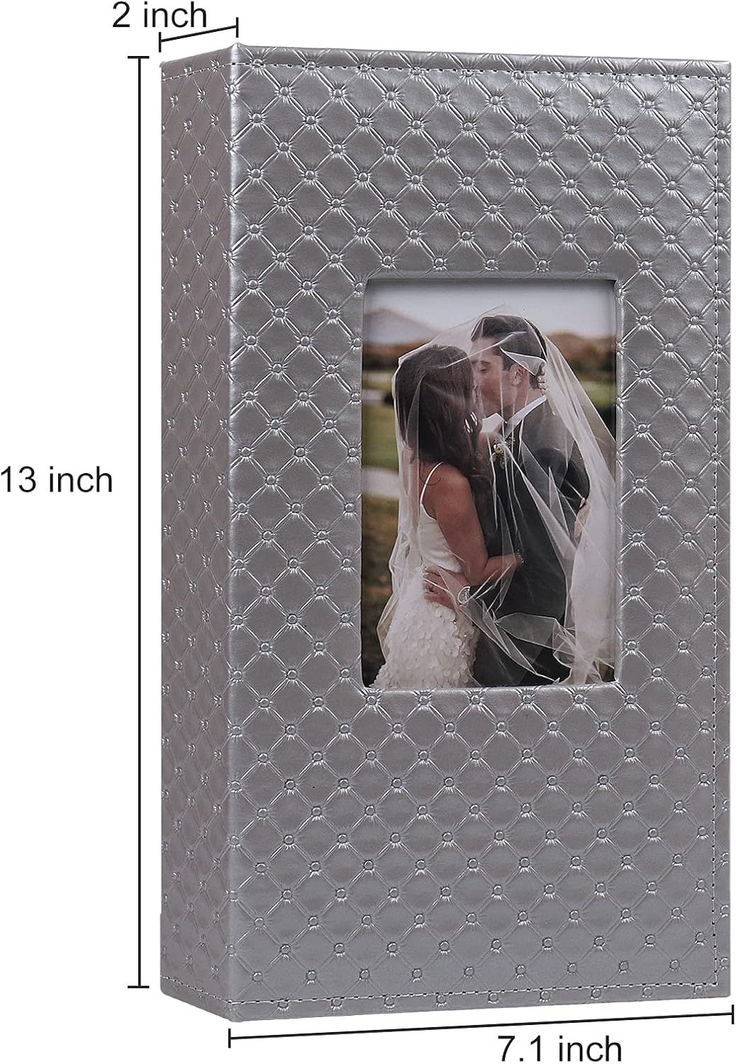 RECUTMS 4x6 Photo Album 300 Pocket Album High End Button Grain Leather Album Cover 300 Horizontal Photos Recording Holiday Wedding Anniversary Baby Growth Small Photo Album(Grey)