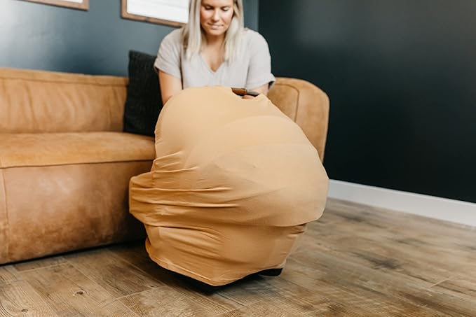 Copper Pearl Multi-Use Cover: Car Seat Covers, Nursing Cover, and Stroller Cover for Sun - Stretchy Fabric, All-Season Use, Stylish Designs, Easy Access for Moms - Dune