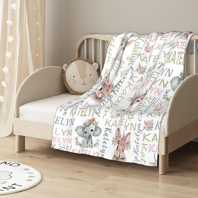 Personalized Baby Blanket - Custom With Name for Girls and Boys, Super Soft Plush Fleece, Personalized Gifts for Newborn