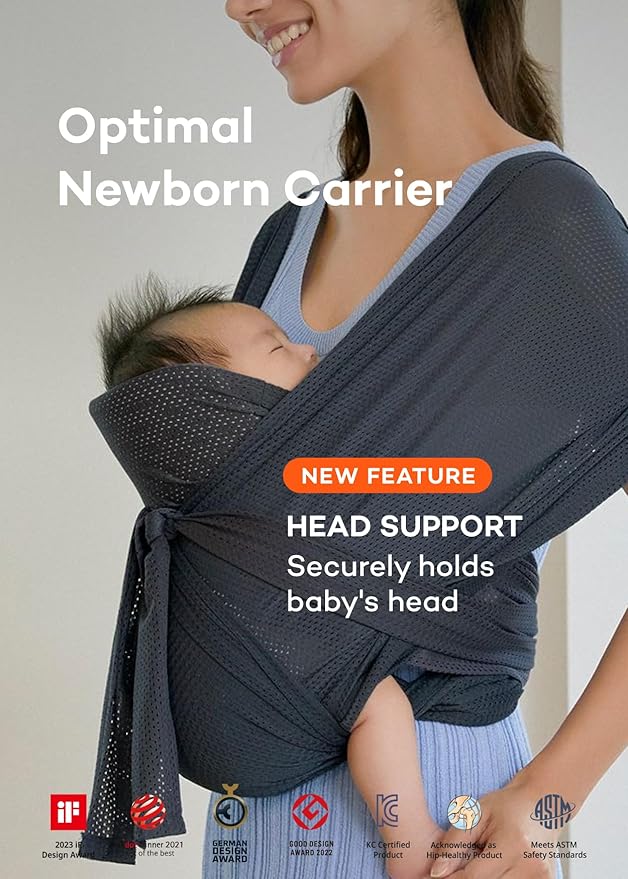 Konny New and Improved Baby Carrier Flex SoftBreeze Premium Material - Adjustable, Easy to Wear and Wrap Baby Sling, Perfect for Newborn Babies Essentials up to 44 lbs(XS-L) - Beige