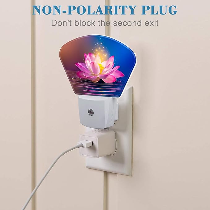 Magic Pink Lotus Flower Night Light, Magic Flowers Nightlight Plug into Wall with Dusk to Dawn Sensor for Kid Girls Boys Women Men Bedroom, Hallway, Kitchen, Bathroom, Stairs Decor