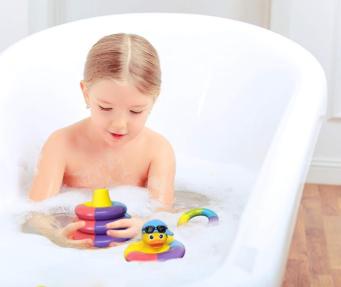 Floating Bath Toys for Boys and Girls Float and Play Stacking Toy Rings for Baby Toddlers and Kids