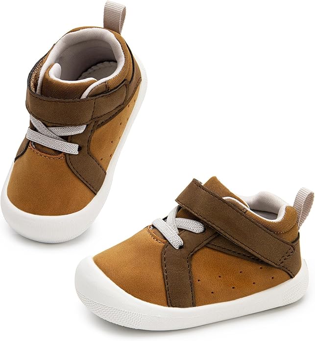 Wide Baby Shoes Boys Girls Zero Drop Barefoot Infant First Walkers Lightweight Soft Nonslip High Top Toddler Sneakers for 6-24 Months