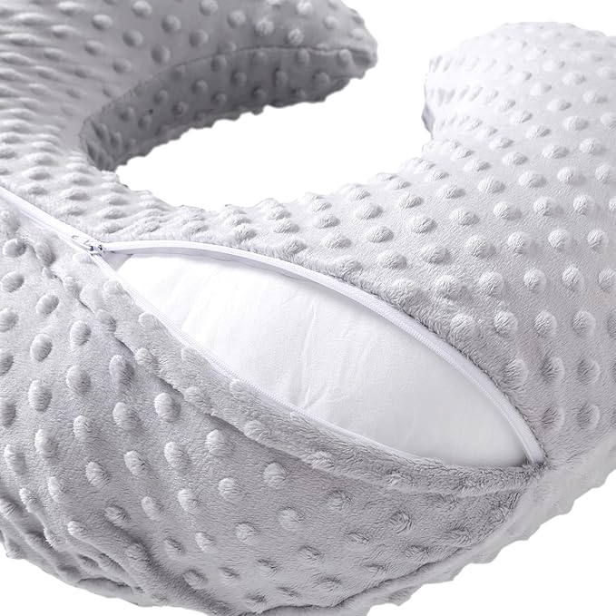 Nursing Pillow and Positioner for Breastfeeding, Ultra Soft Baby Breastfeeding Pillows for More Support for Mom and Baby, with Premium Removable Cover (Glacier Gray)