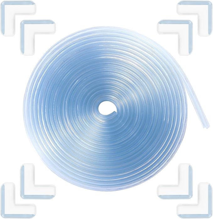 Edge Corner Protector Baby Proofing 18ft (5.5M) with 8 Corners, Clear Soft Corner Protectors Baby Proof, Furniture Corner Guard & Edge Safety, Edge Protector for Table and Fireplace