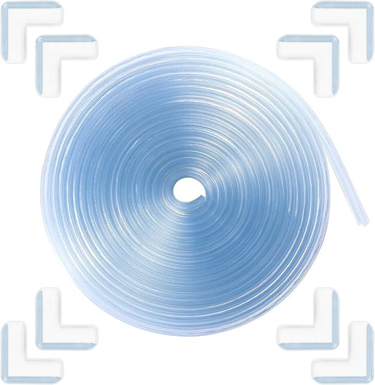 Edge Corner Protector Baby Proofing 18ft (5.5M) with 8 Corners, Clear Soft Corner Protectors Baby Proof, Furniture Corner Guard & Edge Safety, Edge Protector for Table and Fireplace