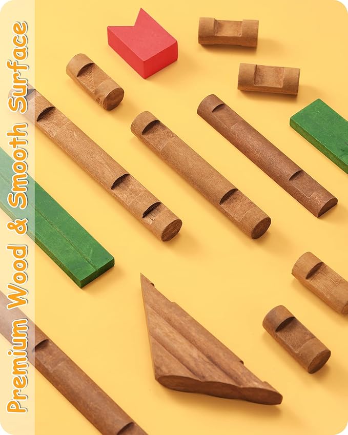 SainSmart Jr. 665 PCS Wooden Log Cabin Set Building House Toy for Toddlers, Classical STEM Construction Kit Compatible with Lincoln Logs for 3+ Kids