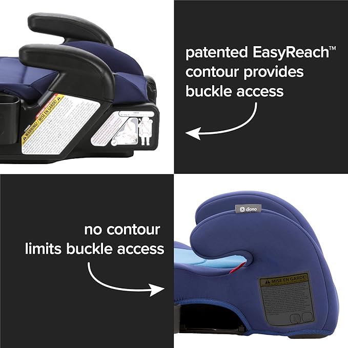 Diono Connect3 R Backless Booster Pack of 2, Slim Fit 3-Across in Many Mid-Sized Sedans and SUVs, for Children from 40-120 lbs., Lightweight with Cupholder, Blue Surge