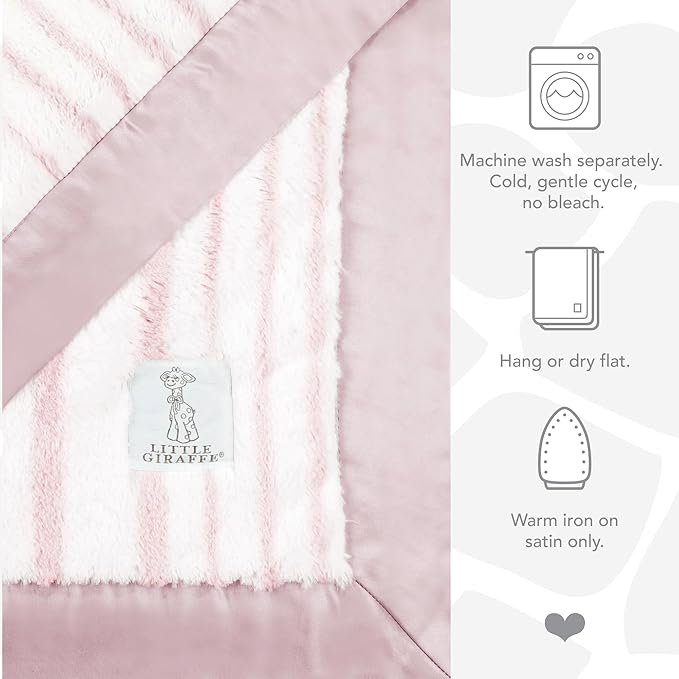 Little Giraffe Luxe Baby Blanket – 29x35” Satin Trim, Strand Dusty Pink | Ultra-Soft, Hypoallergenic Stroller & Nursery Blanket | Perfect for Newborns & Toddlers