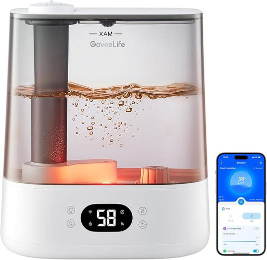 GoveeLife Smart Humidifiers for Bedroom, 6L Cool Mist Top Fill for Large Room, Humidity Sensor, Auto Mode, Schedule, 60H Quiet Runtime, WiFi Humidifier Essence Diffuser for Baby Plant, Work with Alexa