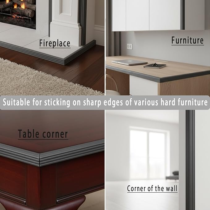 Baby Proofing Edge Corner Protector, 6.5 Ft Self - Adhesive Edge Protector for Baby, Soft NBR Rubber Foam Padding, Furniture, Sharp Edge Safety Corner Edge Bumper Guard-Black