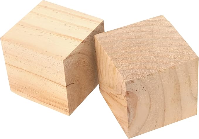 JAPCHET Pack of 60 Wooden Cubes, 2 Inch Natural Unfinished Wood Blocks, Blank Wood Cubes Blocks for DIY Crafts, Puzzle Making, Painting, Carving