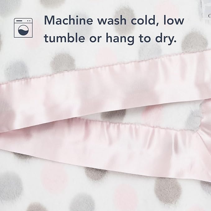 Little Giraffe Luxe Baby Blanket – 29x35” Satin Trim, Dot Pink | Ultra-Soft, Hypoallergenic Stroller & Nursery Blanket | Perfect for Newborns & Toddlers