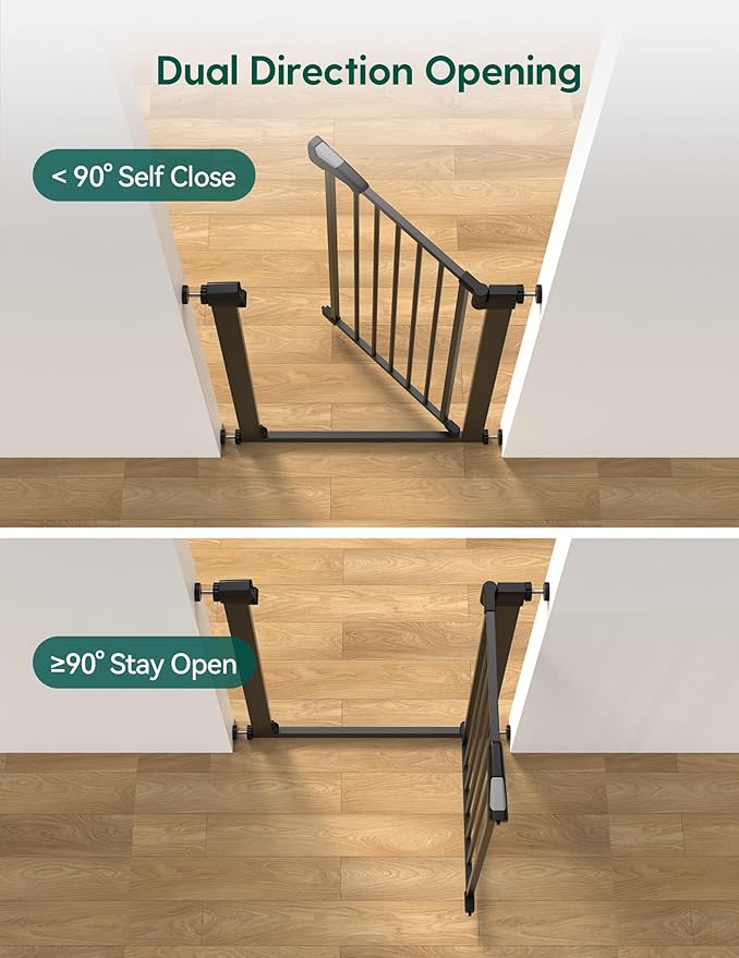 BABELIO 26-28.5 Inch Narrow Easy Install Baby Gate, Auto-Close Pet Gate for Small Stairs and Doorways, NO Drilling Pressure Mounted, NO Extensions, Black