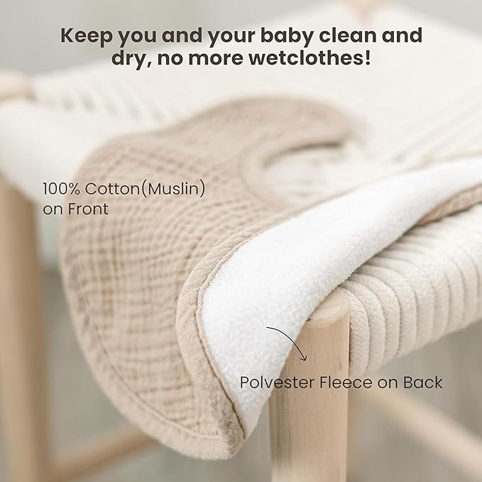 Konssy 10-Pack Muslin Baby Bibs, Soft Cotton Bandana Bibs for Drooling & Teething, Unisex Solid Colors for Boys & Girls, Newborn & Infant