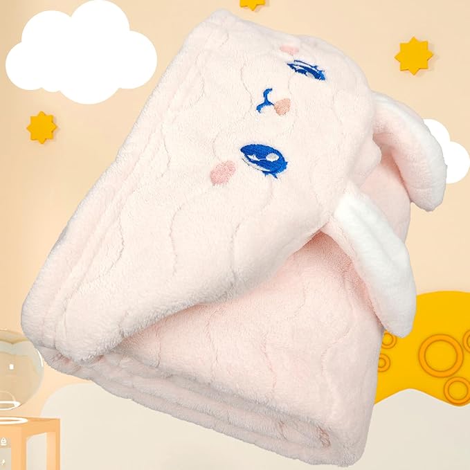 Hooded Baby Towels 2 Pack Coral Fleece, Luxuriously Thick Hooded Towels Soft Shower Bath Towel for Newborn, Infant, Toddler (Blue & Pink)