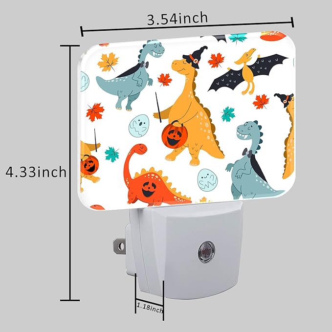 Halloween Cute Funny Dinosaur Night Light for Kids, Halloween LED Night Light Plug into Wall with Dusk to Dawn Sensor for Girls Boys Women Men Bedroom,Hallway,Kitchen,Bathroom,Stairs Decor
