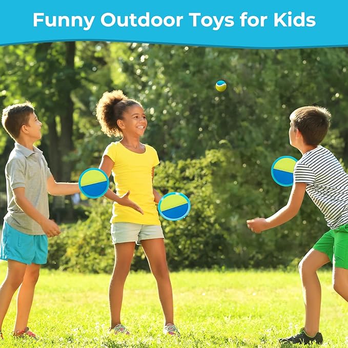 Kids Toys - Outdoor Games, Beach Toys, Toss and Catch Ball Set, Perfect Beach Games Sets Playground Sets for Backyards Easter Gifts for Kids (Light Blue)