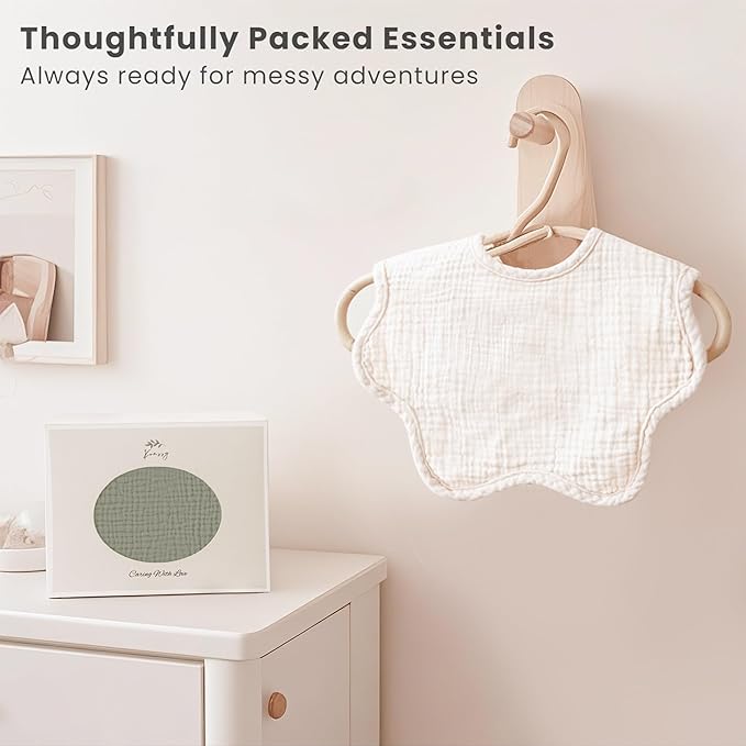 Konssy Muslin Baby Bibs 8 Pack, 100% Cotton Absorbent Bandana Drool Bibs for Teething and Drooling for Unisex Boys and Girls