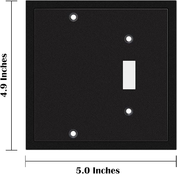 Modern Edge Decorative Wall Plate Switch Plate Outlet Cover, Durable Solid Zinc Alloy (Blank/Toggle, Matte Black)