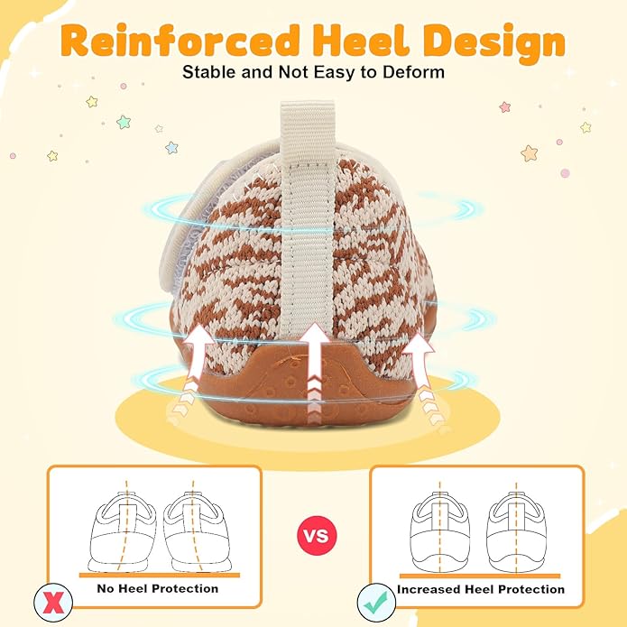 FEETCITY Baby First Walking Shoes Wide Baby Shoes Infant Sneakers Newborn Crib Shoe Barefoot Lightweight Slip On Shoe