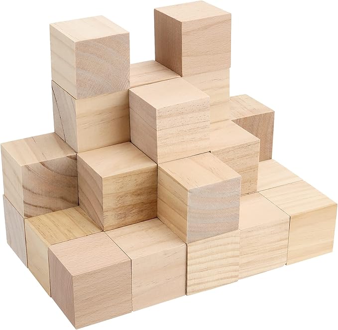 30 PCS 2 Inch Wood Blocks, 5x5x5cm Premium Natural Solid Blank Wooden Cubes Set, Square Unfinished Craft Wood Blocks Bulk for Crafting DIY Projects
