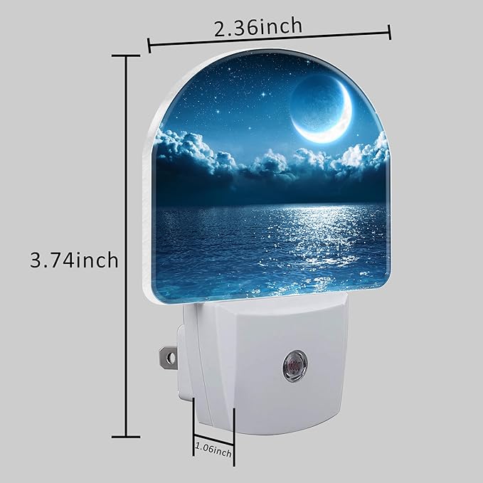 Magic Moon on Sea Night Light Plug into Wall with Dusk to Dawn Sensor Cute Nightlight for Kid Girls Boys Women Men Room Decor, Hallway, Kitchen, Bathroom, Nursery, Stairs