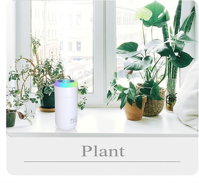 Plant Humidifier indoor, 350ml Humidifier for plant, desk, portable, travel (Cyan)