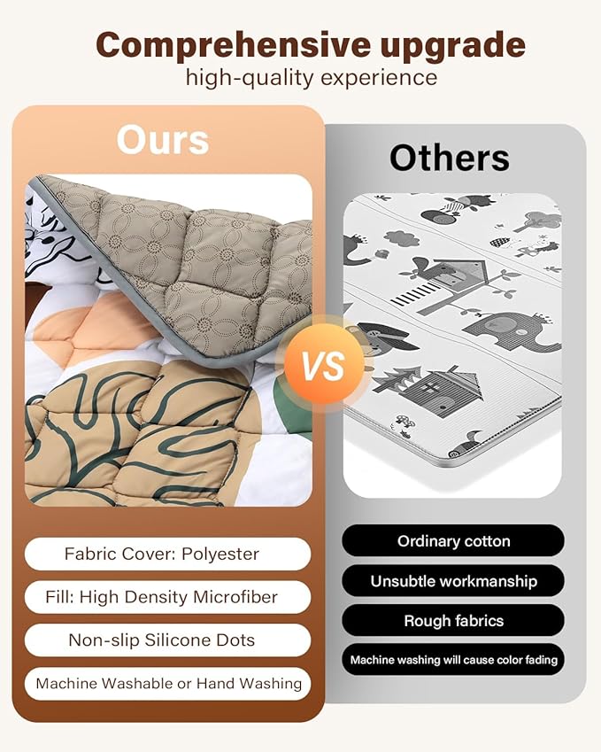 Baby Play Mat 59"x59", Non-Slip Baby Mat for Floor, Soft Thicker Playpen Mat, Portable Playmat, Crawling Mat for Babies, Toddlers & Infants to Play and Learn（Boho）