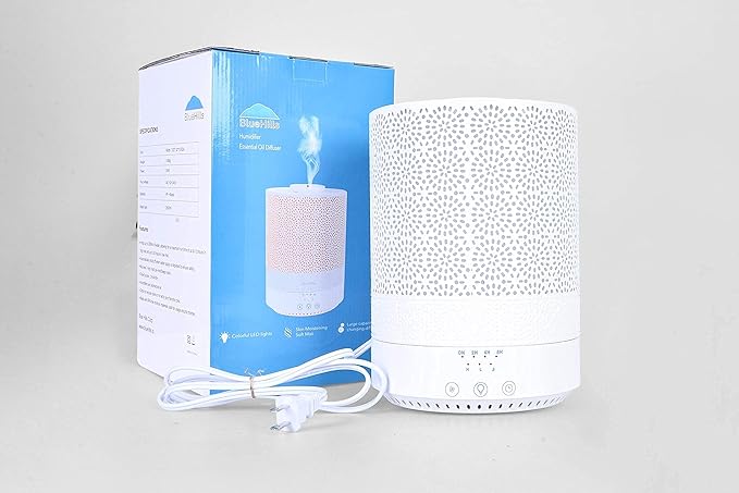 BlueHills 2500 ML XL Essential Oil Diffuser Aroma Humidifier with Timer for Large Home Decor Baby Rooms Big Huge 2.5 L Capacity Long Run Color Changing Lights Decorative Design High Mist White- F002