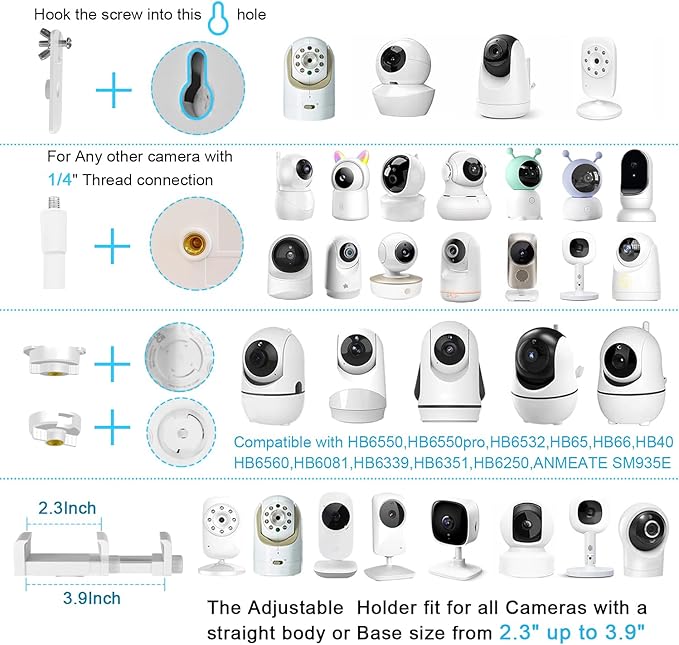 67 inch Adjustable Height Baby Monitor Floor Stand Holder for Infant Optics DXR-8 Pro,eufy HelloBaby HB65/HB66/HB248,ANMEATE SM935E or Any Cameras with 1/4 Screw Mount