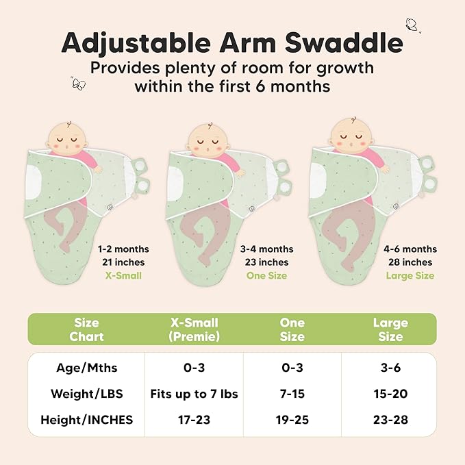 3-Pack Organic Baby Swaddle Sleep Sacks - Swaddles for Newborns, Infant 3-6 Months, Baby Girls, Boys, Soft & Snug Newborn Sleep Sack, Nursery Swaddling Blankets (Bunnies, L)
