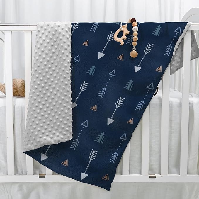 SANDJEST Kid Blanket for Boys with Double Layer Dotted Backing - Arrows Printed 30 x 40 Receiving Blankets Kids Gift for Birthday