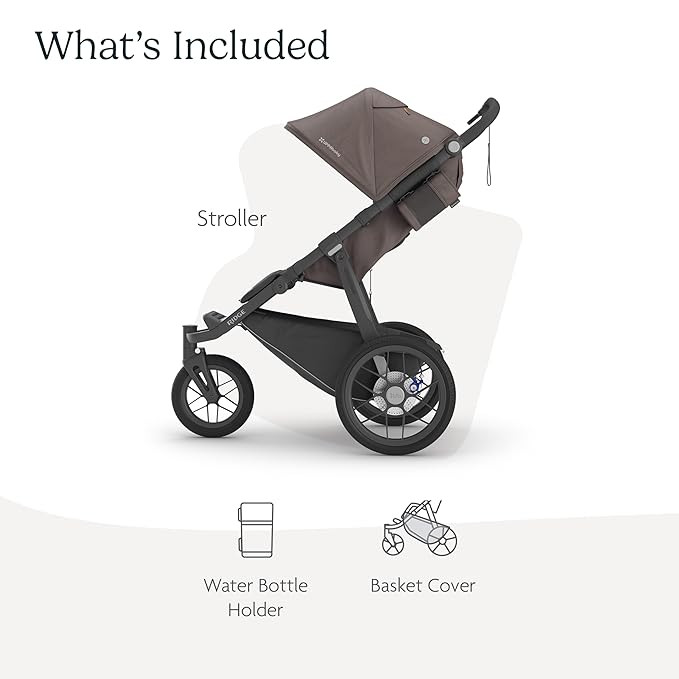 UPPAbaby Ridge Jogging Stroller/Durable Performance Jogger with Never-Flat Tires/Built for Walking, Running, Hiking/Water Bottle Holder and Basket Cover Included/Theo (Dark Taupe/Carbon Frame)